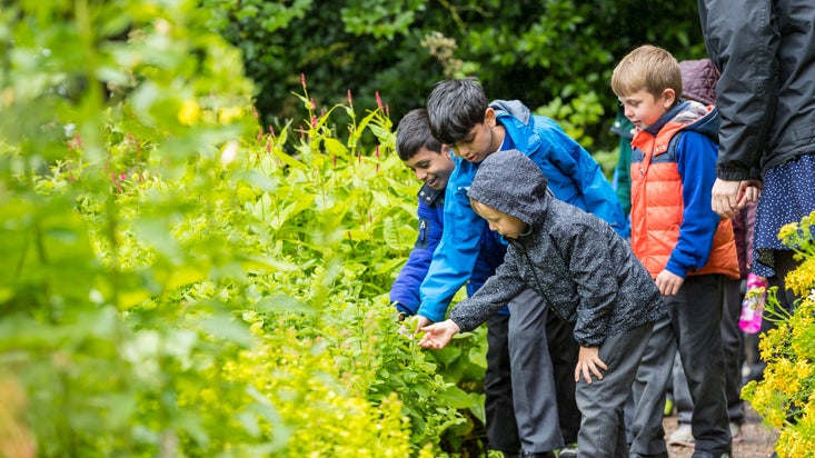 Children on a school trip at East Riddlesden Hall, West Yorkshire